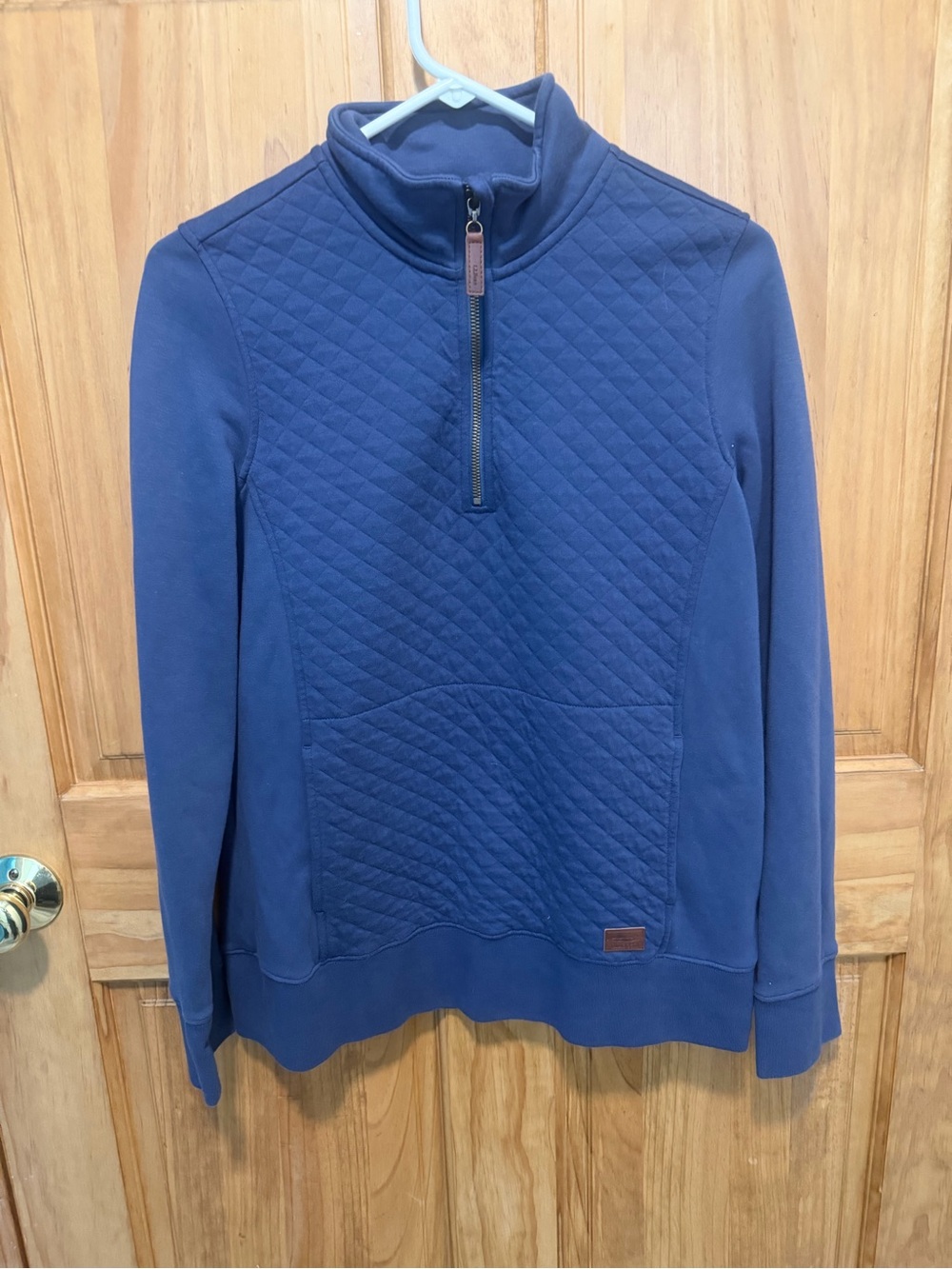 L.L.Bean Blue Quilted Quarter Zip Pullover Women’s Small Kangaroo Pocket